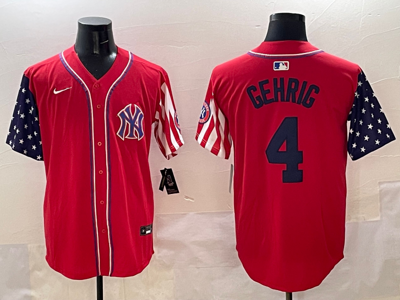 Men's New York Yankees Lou Gehrig #4 Red Limited Jersey